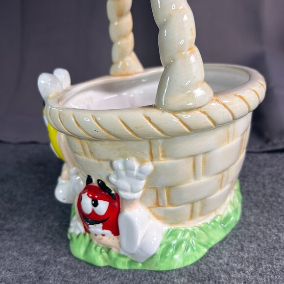M&M Ceramic Easter Basket Vintage Yellow Red Easter‎ Bunny - Picture 6 of 15
